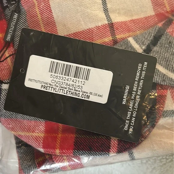 NWT Plaid Button-Up Sleepwear Set - Red and White 2XL - Picture 5 of 8